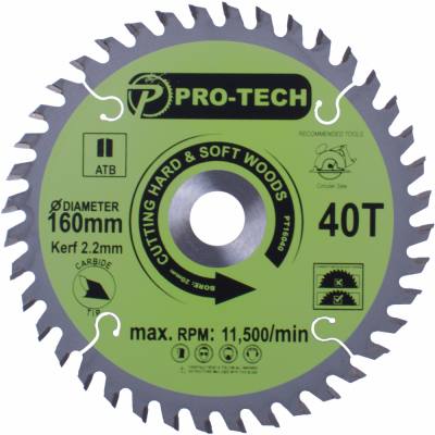 SAW BLADE TCT 160 X 2.2 X 20 X 40T WOOD PROF. — image 1