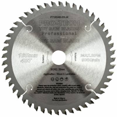 SAW BLADE TCT 160X2.2X20X48T WOOD PROF. PRO-TECH FES. TS55 PW1 — image 1