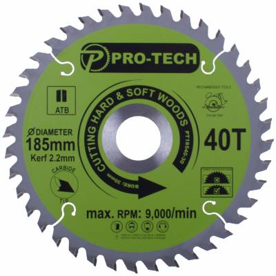 SAW BLADE TCT 185 X 2.2 X 30 X 40T WOOD PROF. — image 1