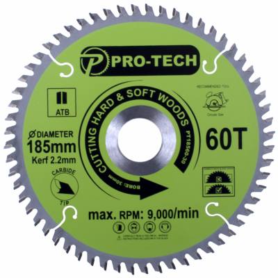 SAW BLADE TCT 185 X 2.2 X 30 X 60T WOOD PROF. — image 1