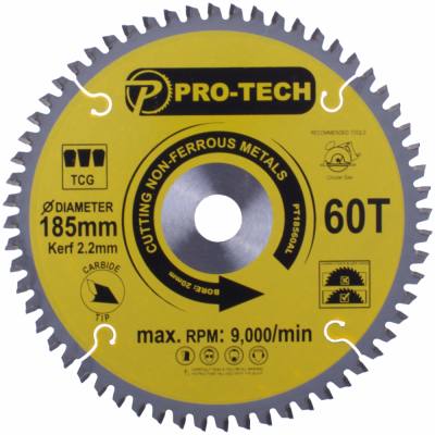 SAW BLADE TCT 185 X 2.2 X 20 X 60T ALUM. PROF. — image 1