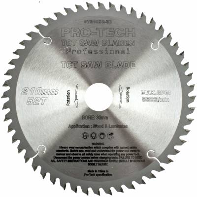 SAW BLADE TCT 210X2.4X30X52T WOOD PROF. PRO-TECH FES. TS75 — image 1