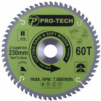 SAW BLADE TCT 230 X 2.4 X 30 X 60T WOOD PROF. — image 1