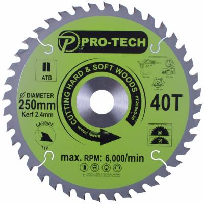 SAW BLADE TCT 250 X 2.4 X 30 X 40T WOOD PROF. — image 1