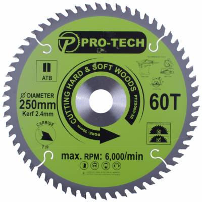 SAW BLADE TCT 250 X 2.4 X 30 X 60T WOOD PROF. — image 1