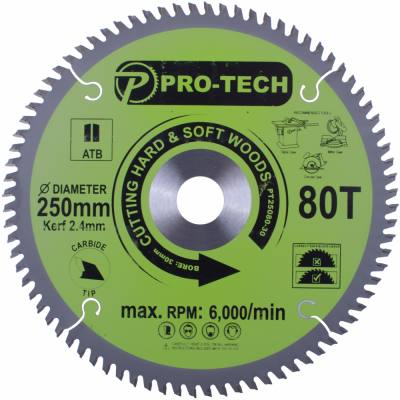 SAW BLADE TCT 250 X 2.4 X 30 X 80T WOOD PROF. — image 1