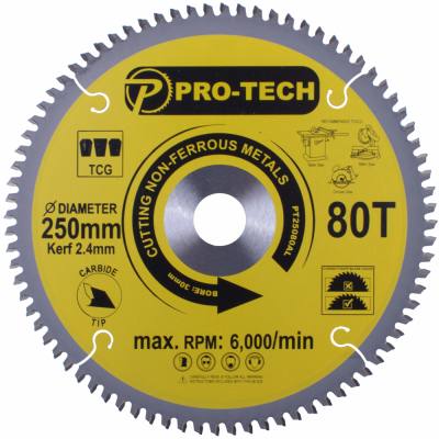 SAW BLADE TCT 250 X 2.4 X 30 X 80T ALUM. PROF. — image 1