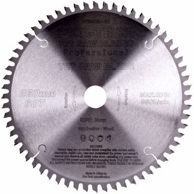 SAW BLADE TCT 260X2.5X30X60T WOOD PROF. PRO-TECH FES. KAPEX — image 1