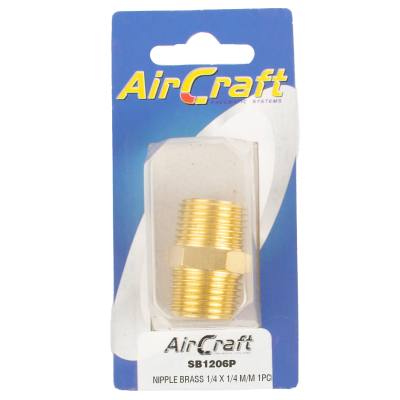 NIPPLE BRASS 1/4X1/4 M/M 1PC PACK — image 1