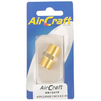 NIPPLE BRASS 3/8X3/8 M/M 1PC PACK — image 1