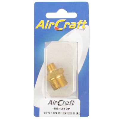 NIPPLE BRASS 1/8X3/8 M/M 1PC PACK — image 1