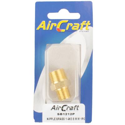 NIPPLE BRASS 1/4X3/8 M/M 1PC PACK — image 1
