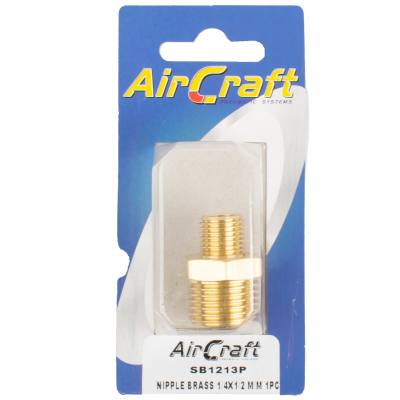 NIPPLE BRASS 1/4X1/2 M/M 1PC PACK — image 1
