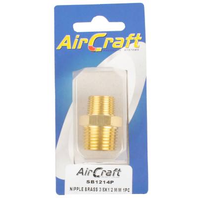 NIPPLE BRASS 3/8X1/2 M/M 1PC PACK — image 1
