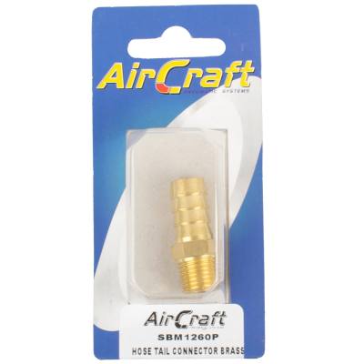HOSE TAIL CONNECTOR BRASS 1/4MX12MM 1PC PACK — image 1