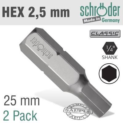 HEX/ALLEN INS.BIT 2.5MM 2/PACK — image 1