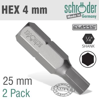 HEX/ALLEN INS.BIT 4MM 2/PACK — image 1