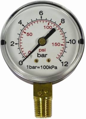 PRESS. GAUGE 63MM 1/4' BOT. FIT 0-16BAR 0-1600KPA — image 1