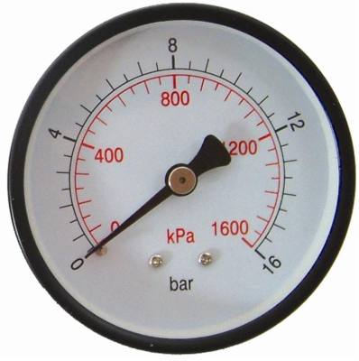 PRESS. GAUGE 63MM REAR FIT 1/4'0-16BAR 0-1600KPA — image 1