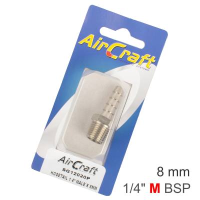 HOSETAIL 1/4' MALE X 8MM 1PC CARDED — image 1