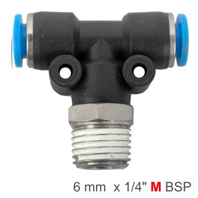 PU HOSE FITTING TEE 6MM-1/4 M — image 1
