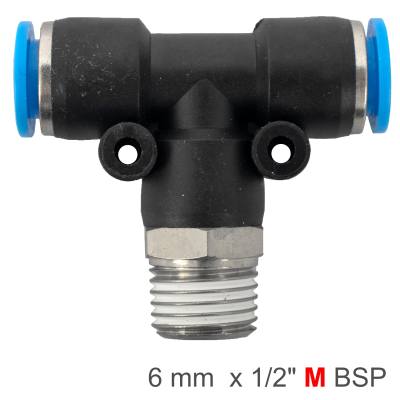 PU HOSE FITTING TEE 6MM-1/2 M — image 1