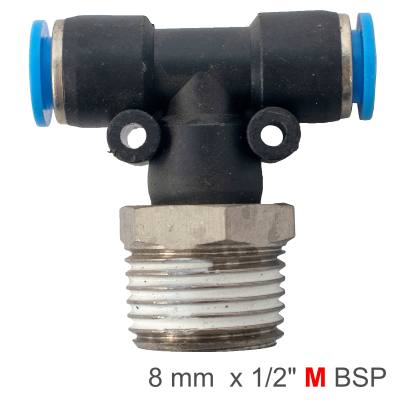 PU HOSE FITTING TEE 8MM-1/2 M — image 1