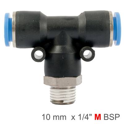 PU HOSE FITTING TEE 10MM-1/4 M — image 1