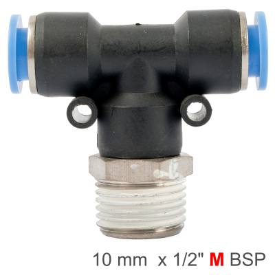 PU HOSE FITTING TEE 10MM-1/2 M — image 1