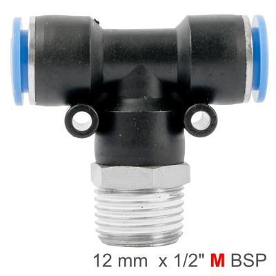 PU HOSE FITTING TEE 12MM-1/2 M — image 1