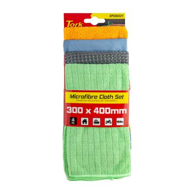 MICROFIBRE CLOTH CLEANING/DRYING SET 4PC 300MM X 400MM 200/280GSM — image 1