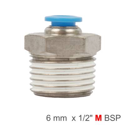 PU HOSE FITTING STRAIGHT STUD 6MM-1/2 M — image 1
