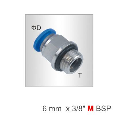 PU FITTING STR. STUD W/O-RING 6MM-3/8 M — image 1
