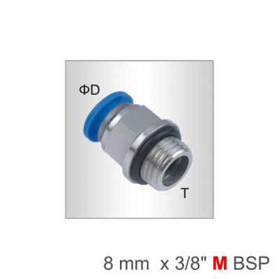 PU FITTING STR. STUD W/O-RING 8MM-3/8 M — image 1