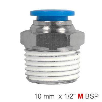 PU HOSE FITTING STRAIGHT STUD 10MM-1/2 M — image 1