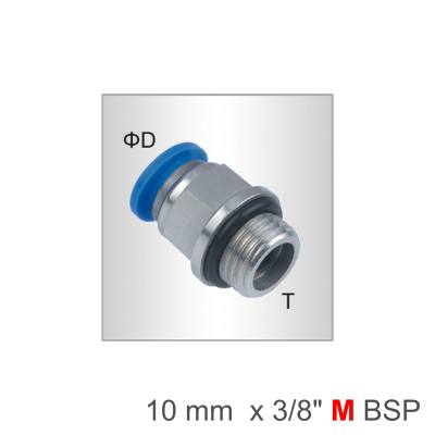 PU FITTING STR. STUD W/O-RING 10MM-3/8 M — image 1