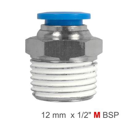 PU HOSE FITTING STRAIGHT STUD 12MM-1/2 M — image 1