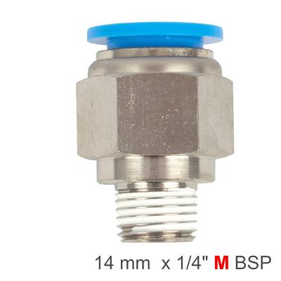 PU HOSE FITTING STRAIGHT STUD 14MM-1/4 M — image 1