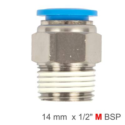 PU HOSE FITTING STRAIGHT STUD 14MM-1/2 M — image 1