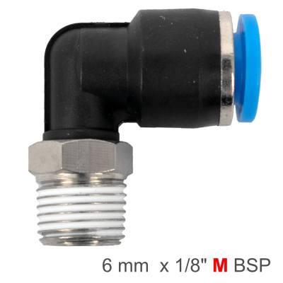 ELBOW 6MM-1/8 M PU HOSE FITTING — image 1