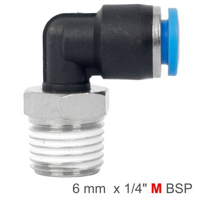 ELBOW 6MM-1/4 M PU HOSE FITTING — image 1