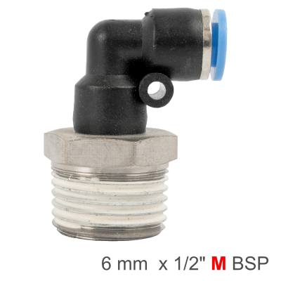 ELBOW 6MM-1/2 M PU HOSE FITTING — image 1
