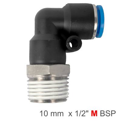 PU HOSE FITTING ELBOW 10MM-1/2 M — image 1