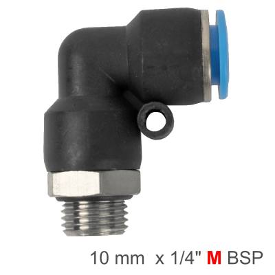 PU HOSE FITTING ELBOW W/O-RING 10MM-1/4 M — image 1