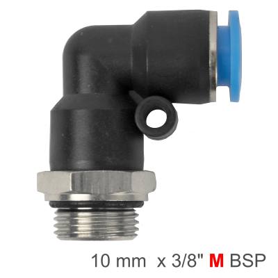 PU HOSE FITTING ELBOW W/O-RING 10MM-3/8 M — image 1