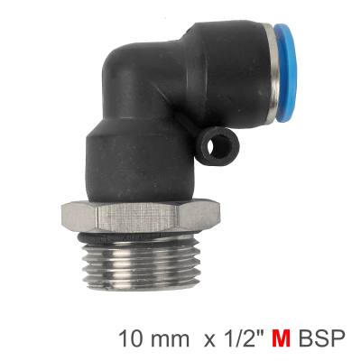 PU HOSE FITTING ELBOW W/O-RING 10MM-1/2M — image 1