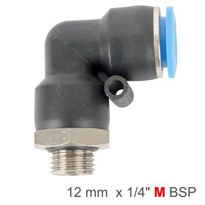 ELBOW W/O-RING 12MM-1/4 M PU HOSE FITTING — image 1