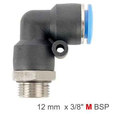 ELBOW W/O-RING 12MM-3/8 M PU HOSE FITTING — image 1