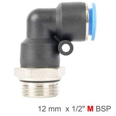 ELBOW W/O-RING 12MM-1/2 M PU HOSE FITTING — image 1