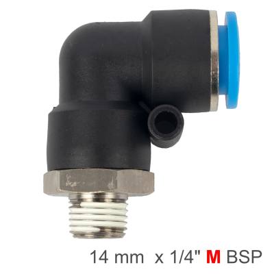 ELBOW 14MM-1/4 M PU HOSE FITTING — image 1